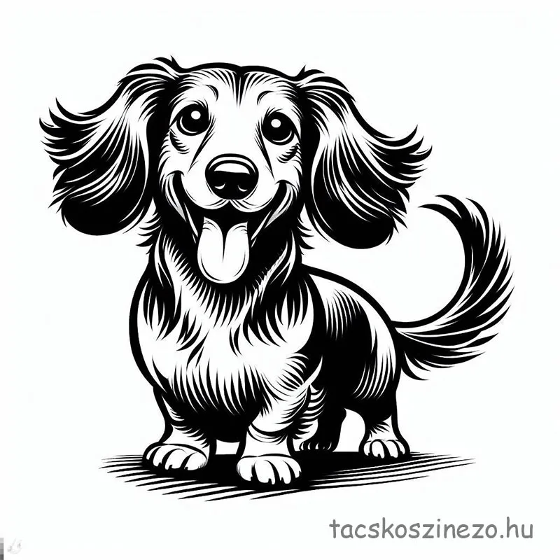 Hosszúszőrű tacskó liheg színező